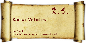 Kassa Velmira névjegykártya